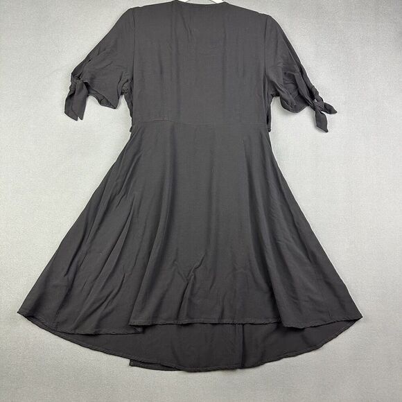 ASOS Wrap Dress Womens 10 Black Layered Tie Front Flowy Basic Minimalist - Picture 8 of 16
